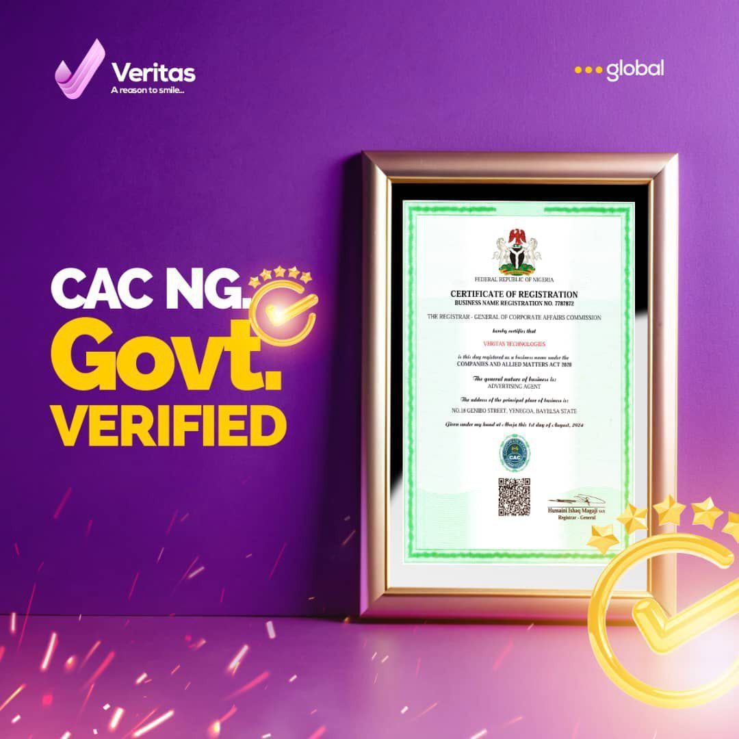 Veritas registration certificate advert